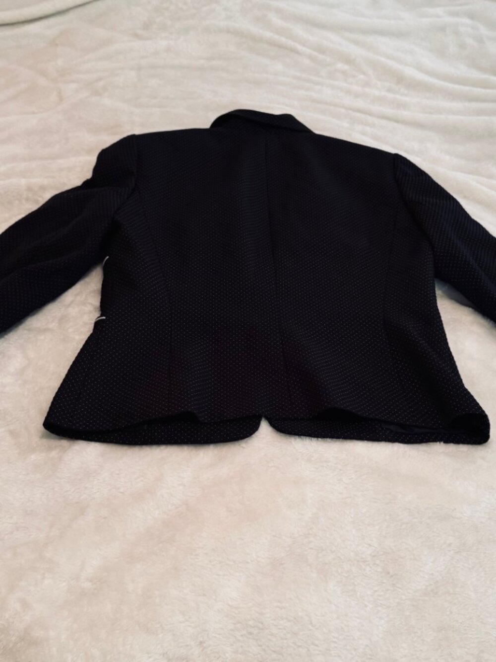 Women's Black Pin Dot Peplum Skirt Set with White Trim - Picture 8 of 16